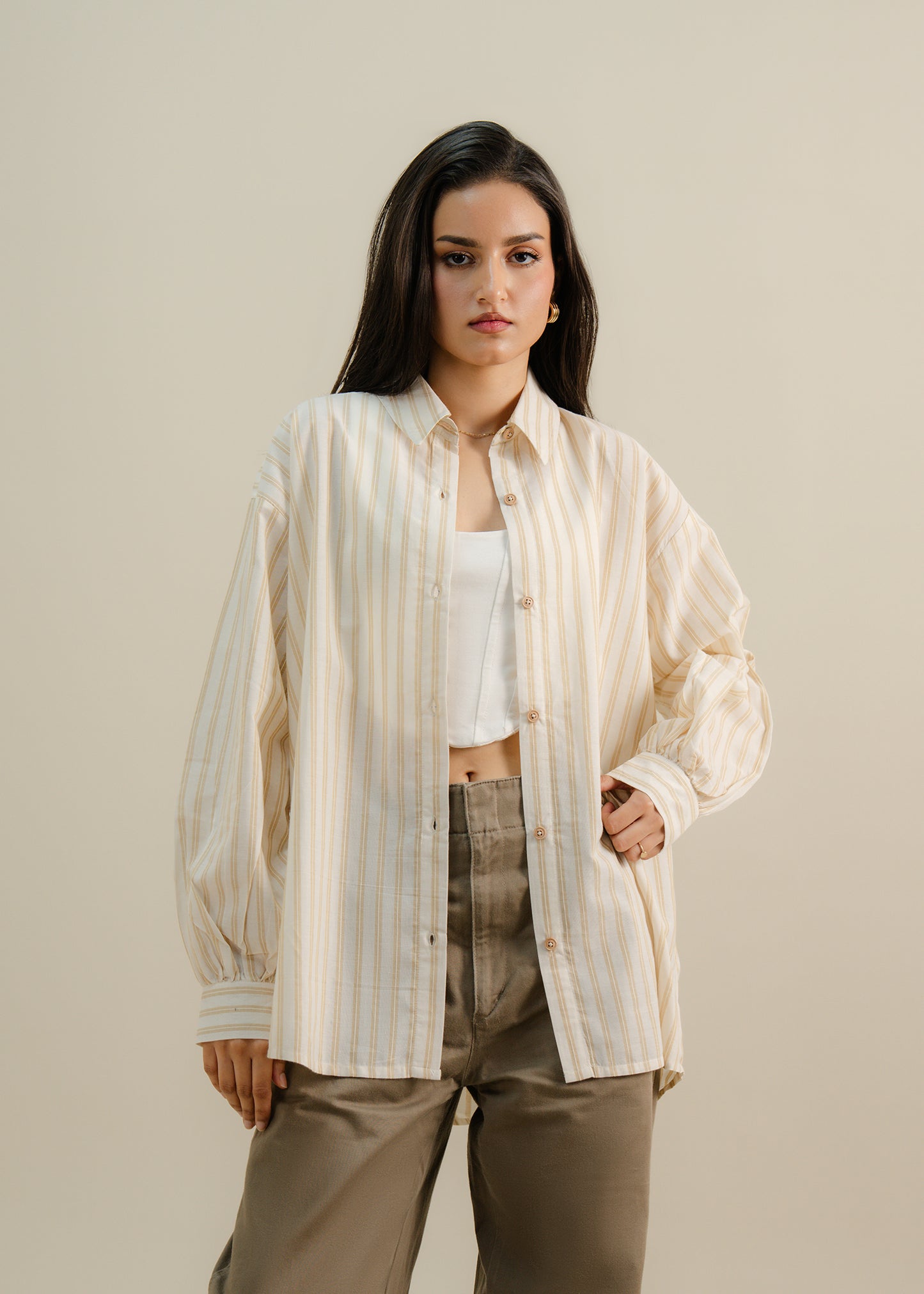 cropped button up shirt