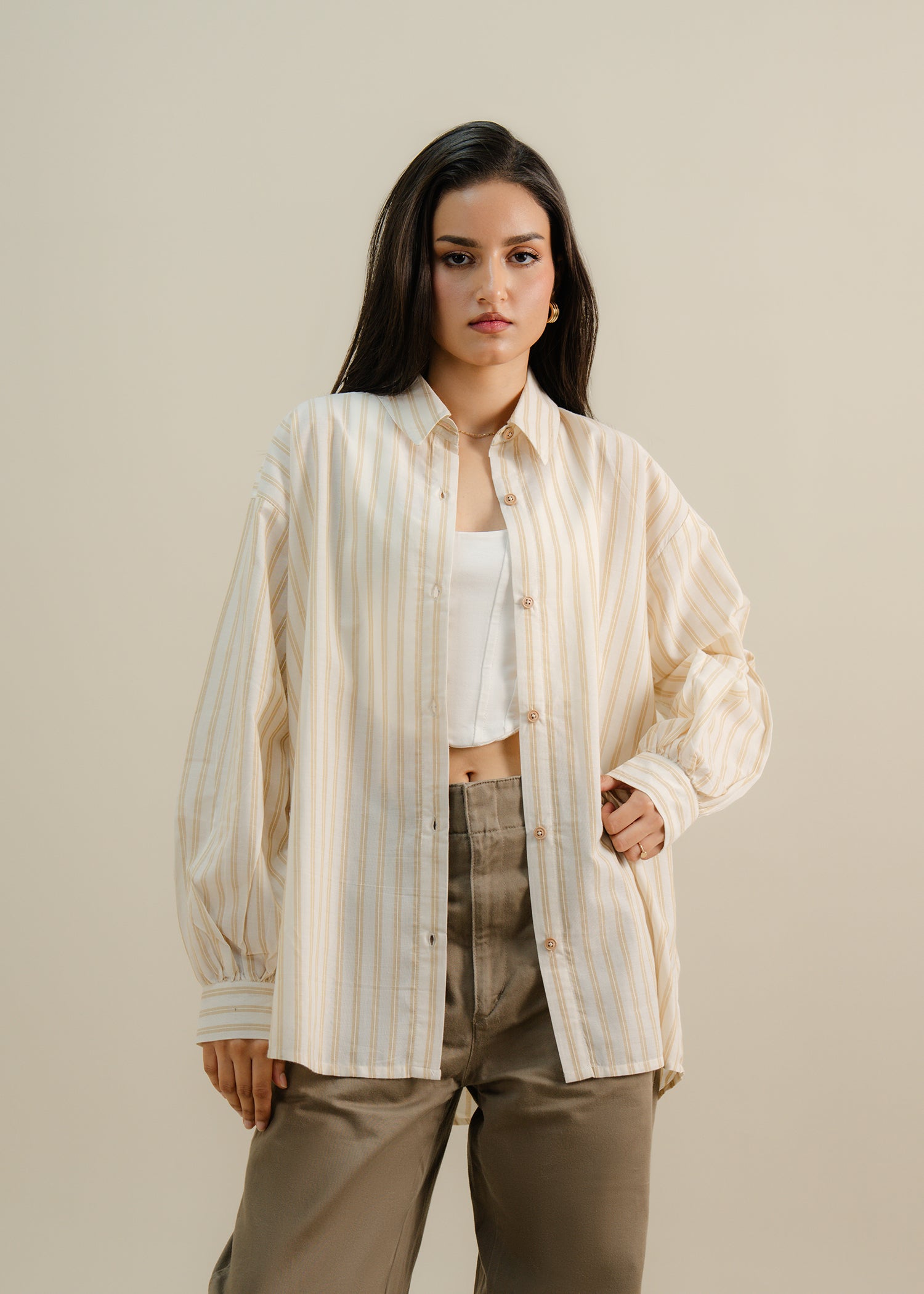 cropped button up shirt