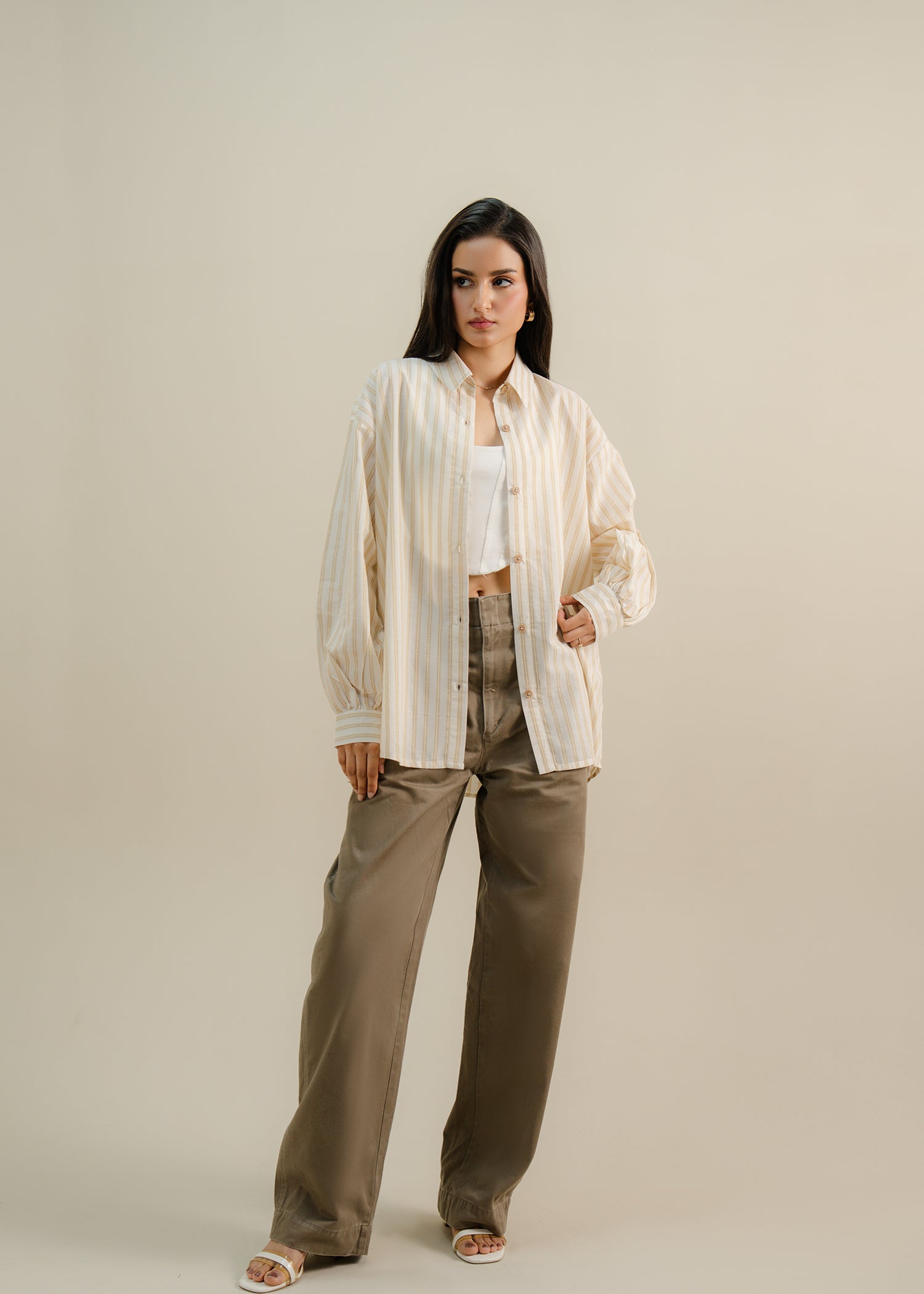 cropped button up shirt