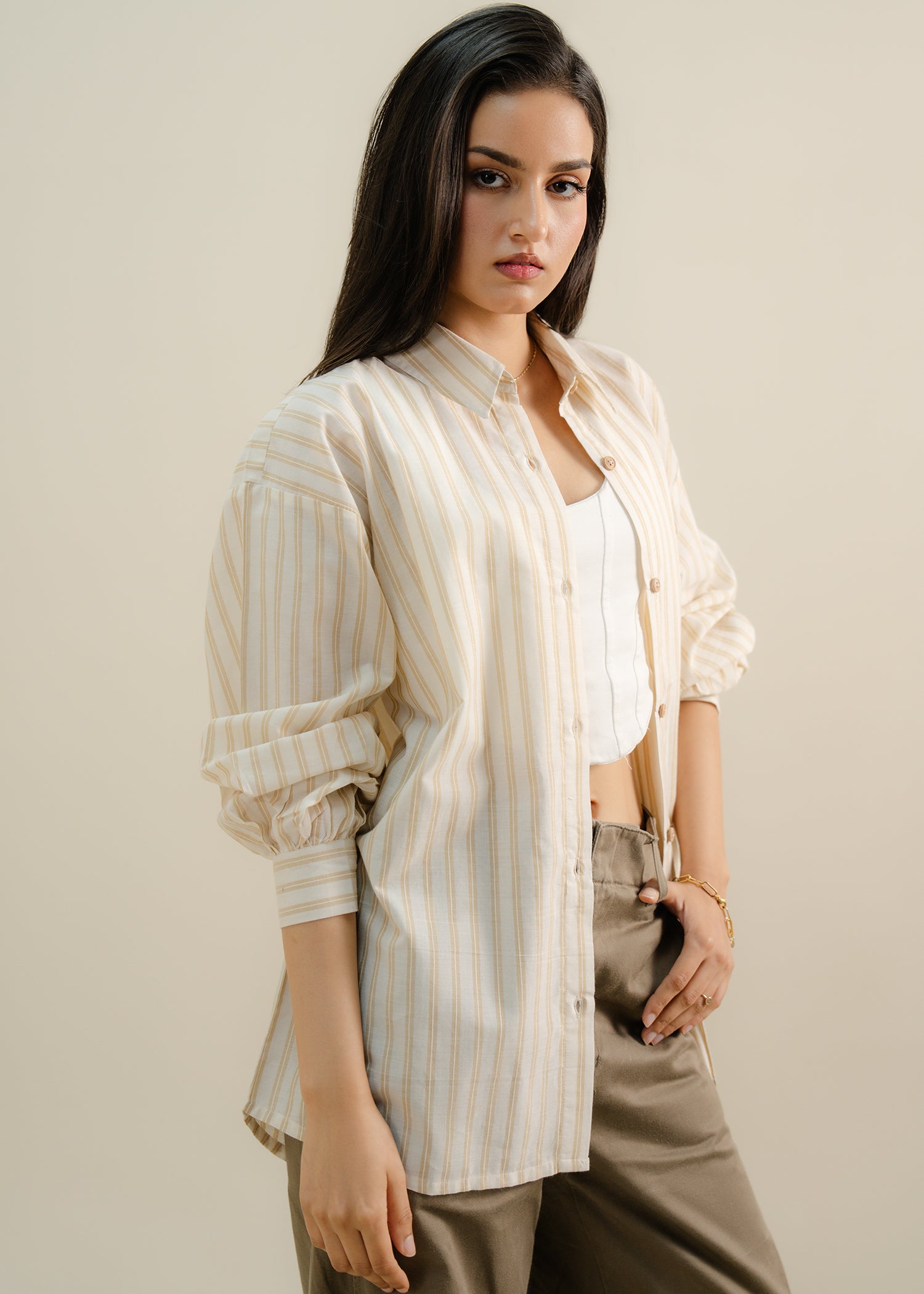 cropped button up