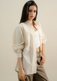 Beige Striped Button Up