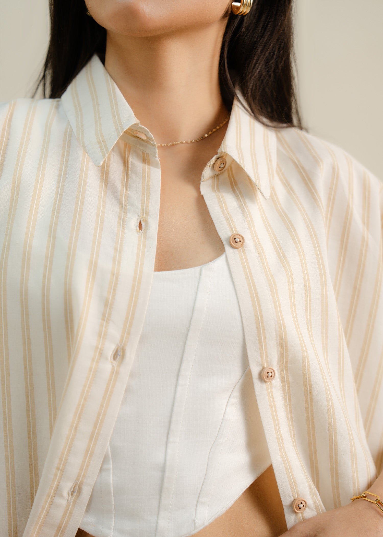 cropped button up