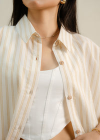 Beige Striped Button Up