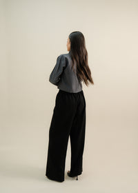 Grey Cropped Button Up