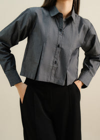 Grey Cropped Button Up