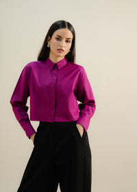 Magenta Cropped Button Up