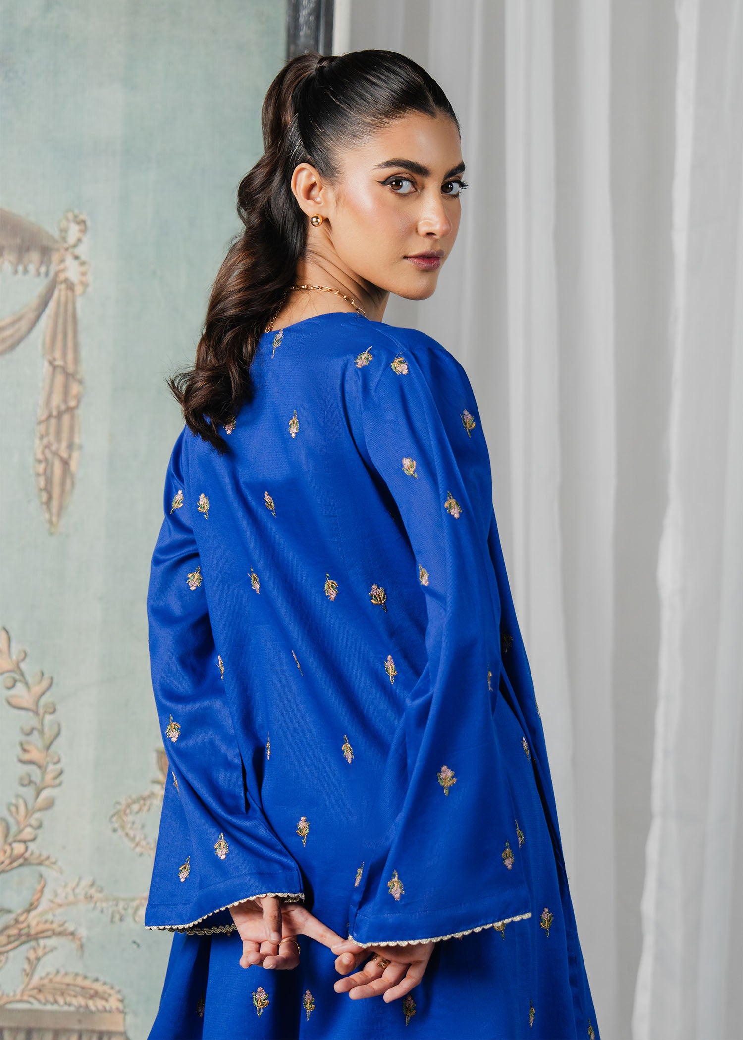 Blue Embroidered Suit
