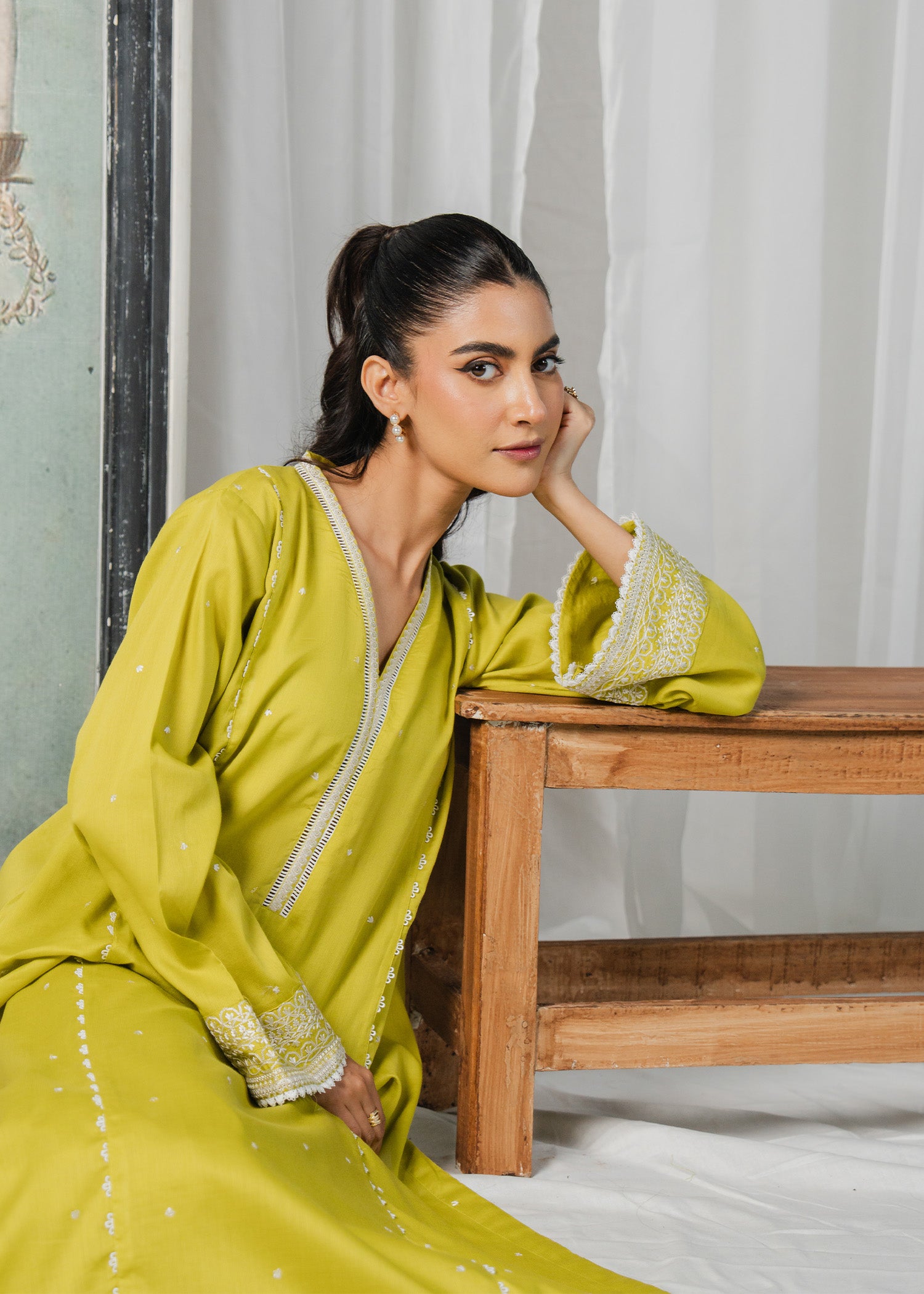 Embroidered Lime Green Suit