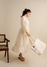 Beige Striped Dress