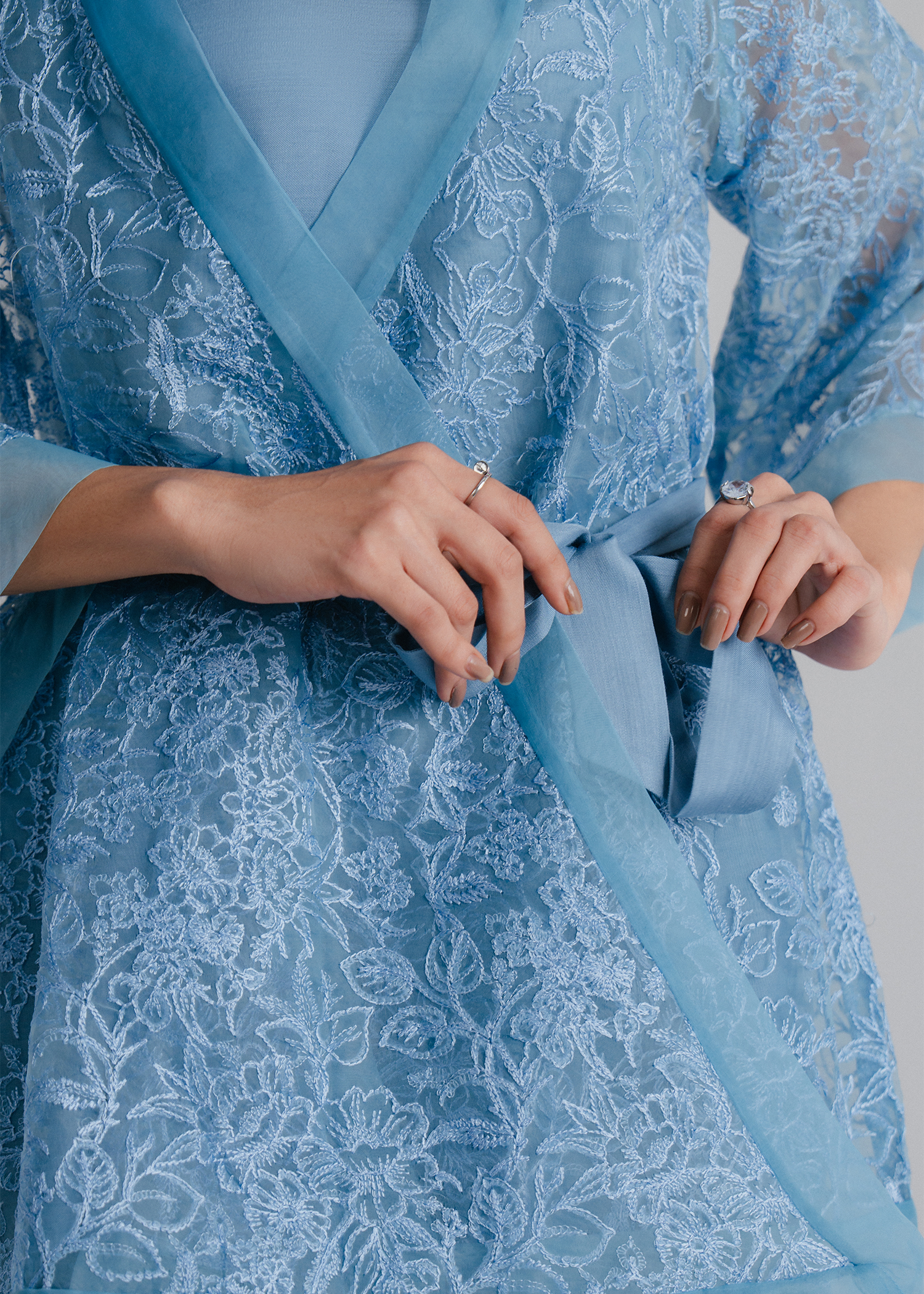 Blue Organza Wrap Suit