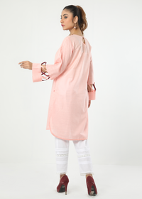 Slub Lawn Baby Pink Shirt Stitched