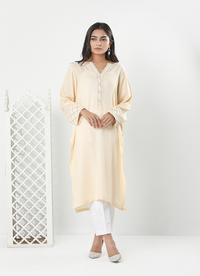 Cream Karandi Shirt Stitched