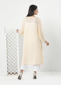 Cream Karandi Shirt Stitched