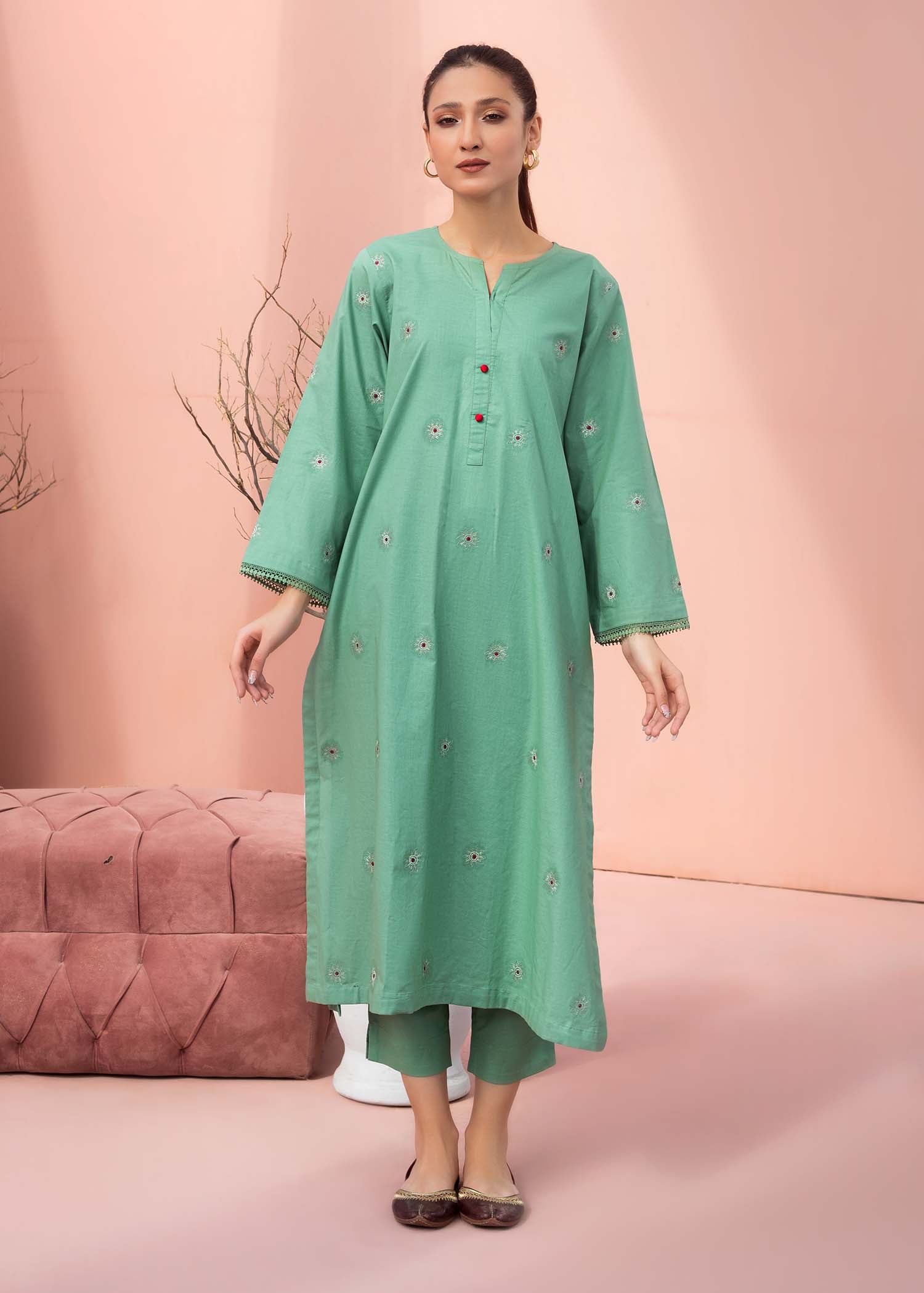 Malachite Green Embroidered Suit
