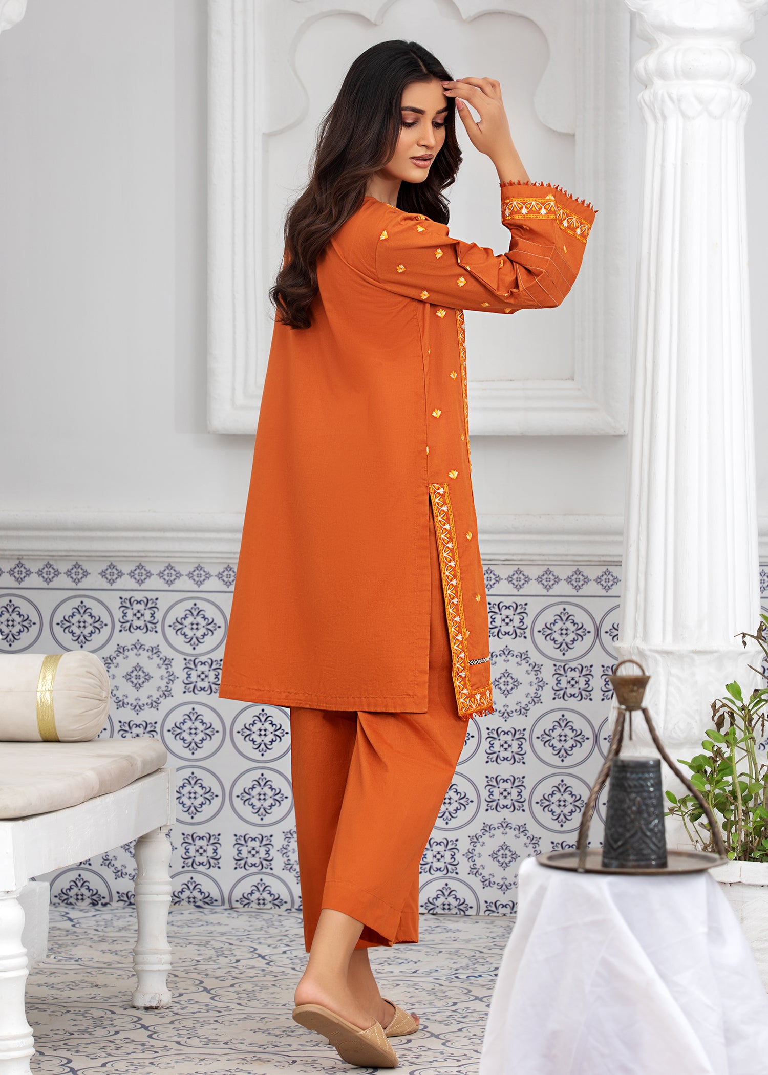 Rust Embroidered Suit