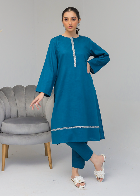 Blue Embroidered Suit