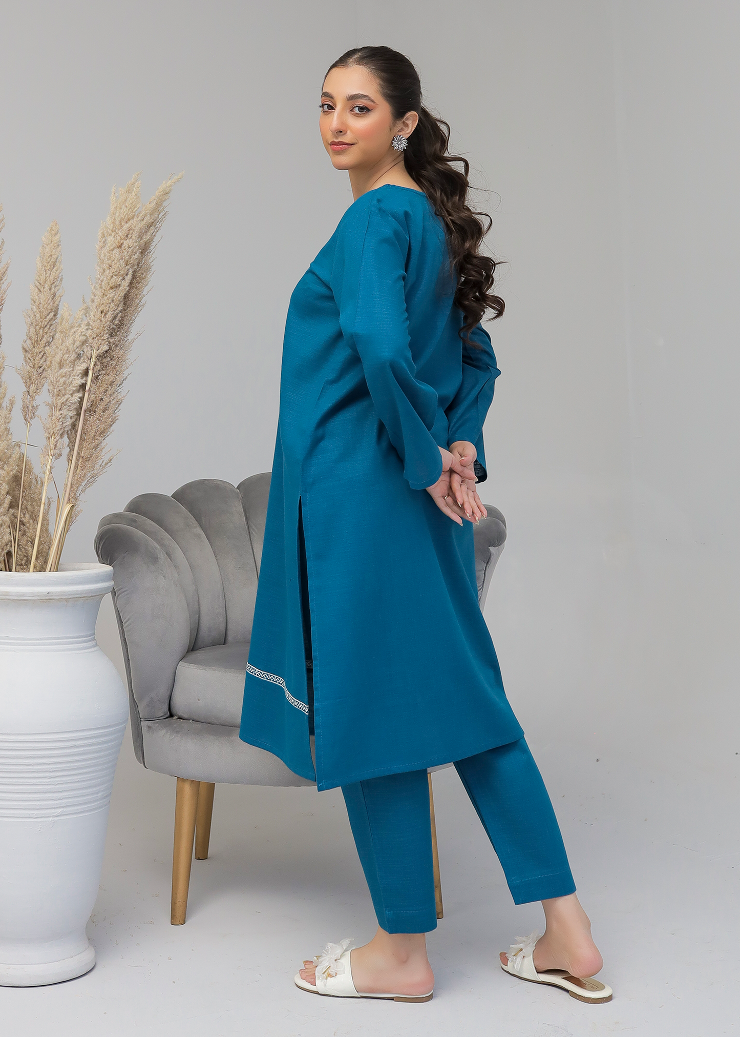 Blue Embroidered Suit