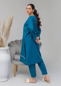 Blue Embroidered Suit