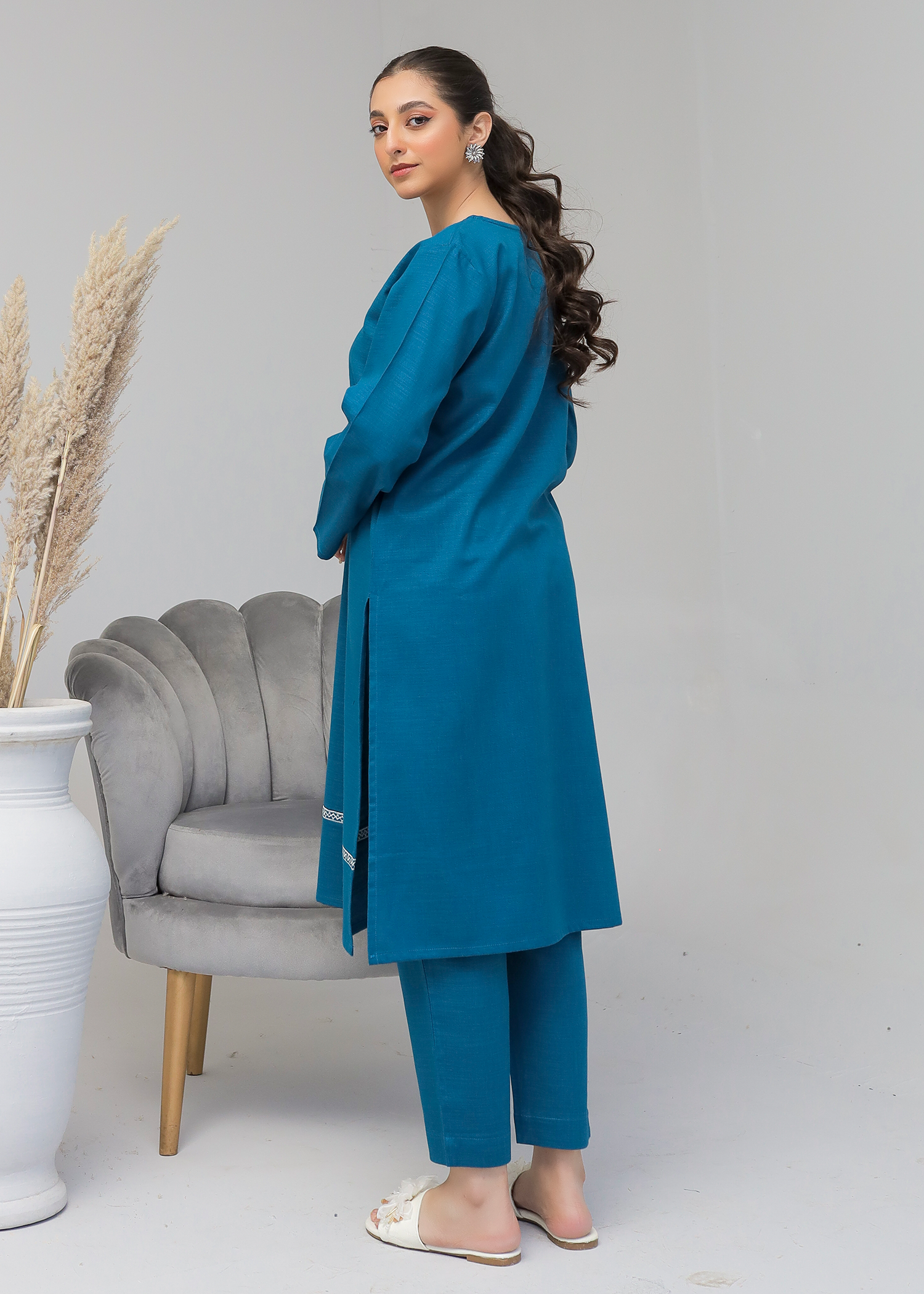 Blue Embroidered Suit