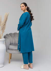 Blue Embroidered Suit
