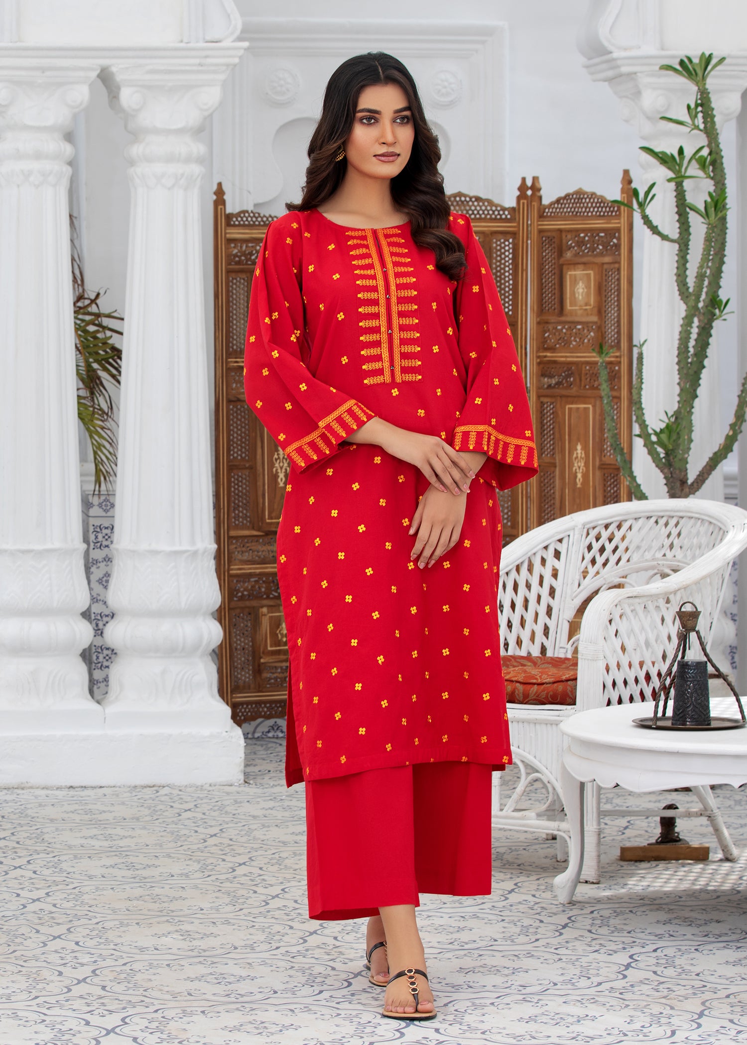 Red Embroidered Suit