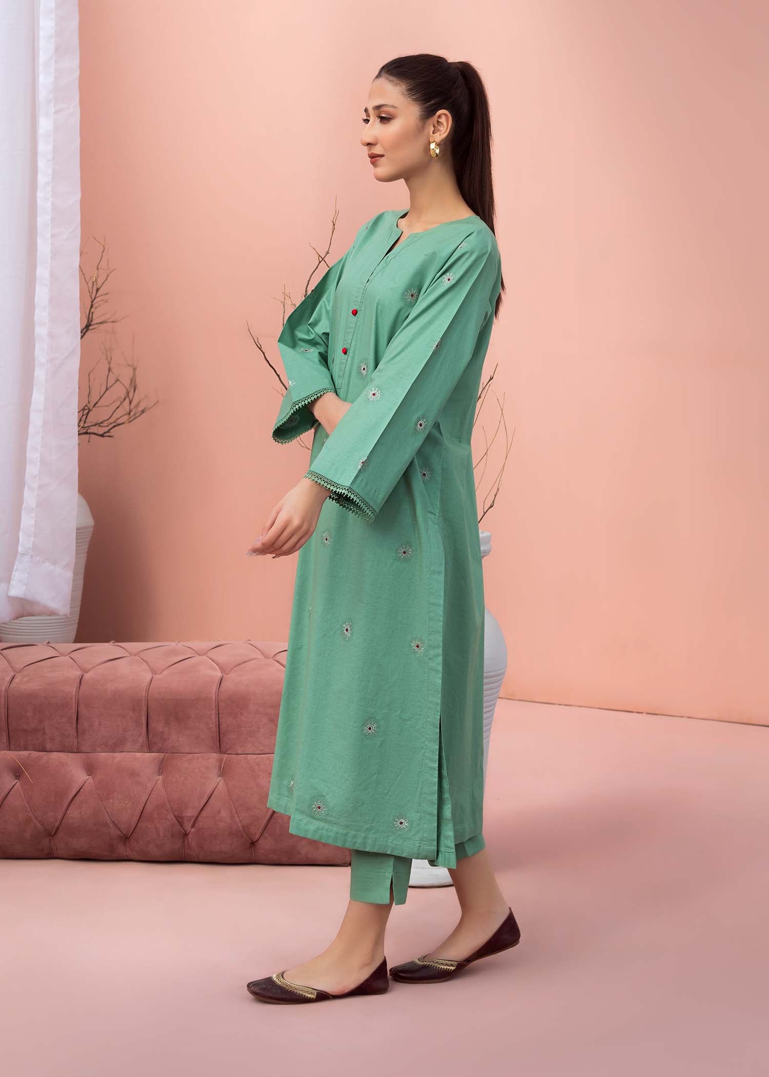 Malachite Green Embroidered Suit