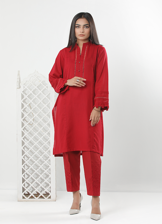 Maroon Karandi Shirt Stitched