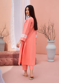 Peach Solid Lawn Suit