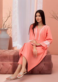 Peach Solid Lawn Suit