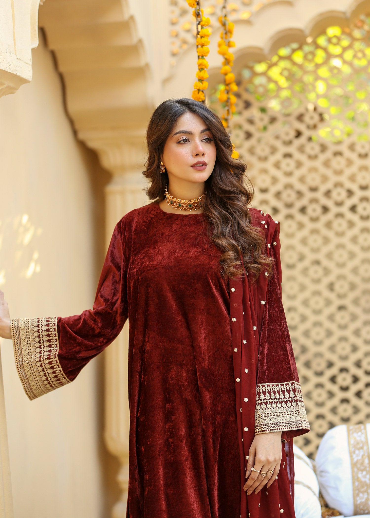 Rust Embroidered Suit
