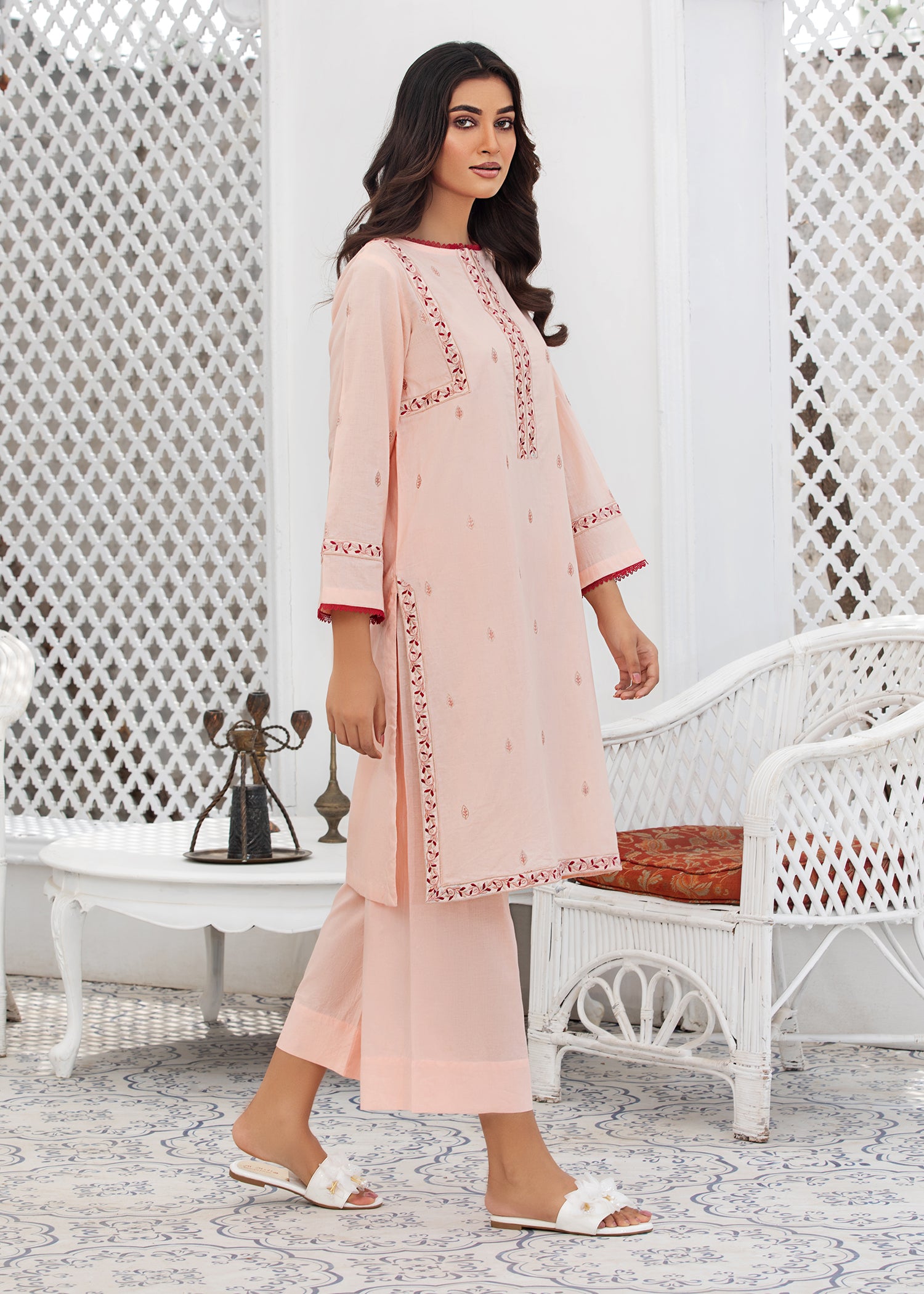 Powder Pink Embroidered Suit