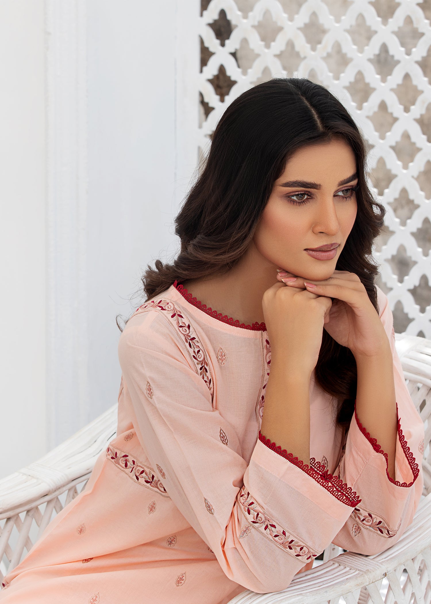Powder Pink Embroidered Suit