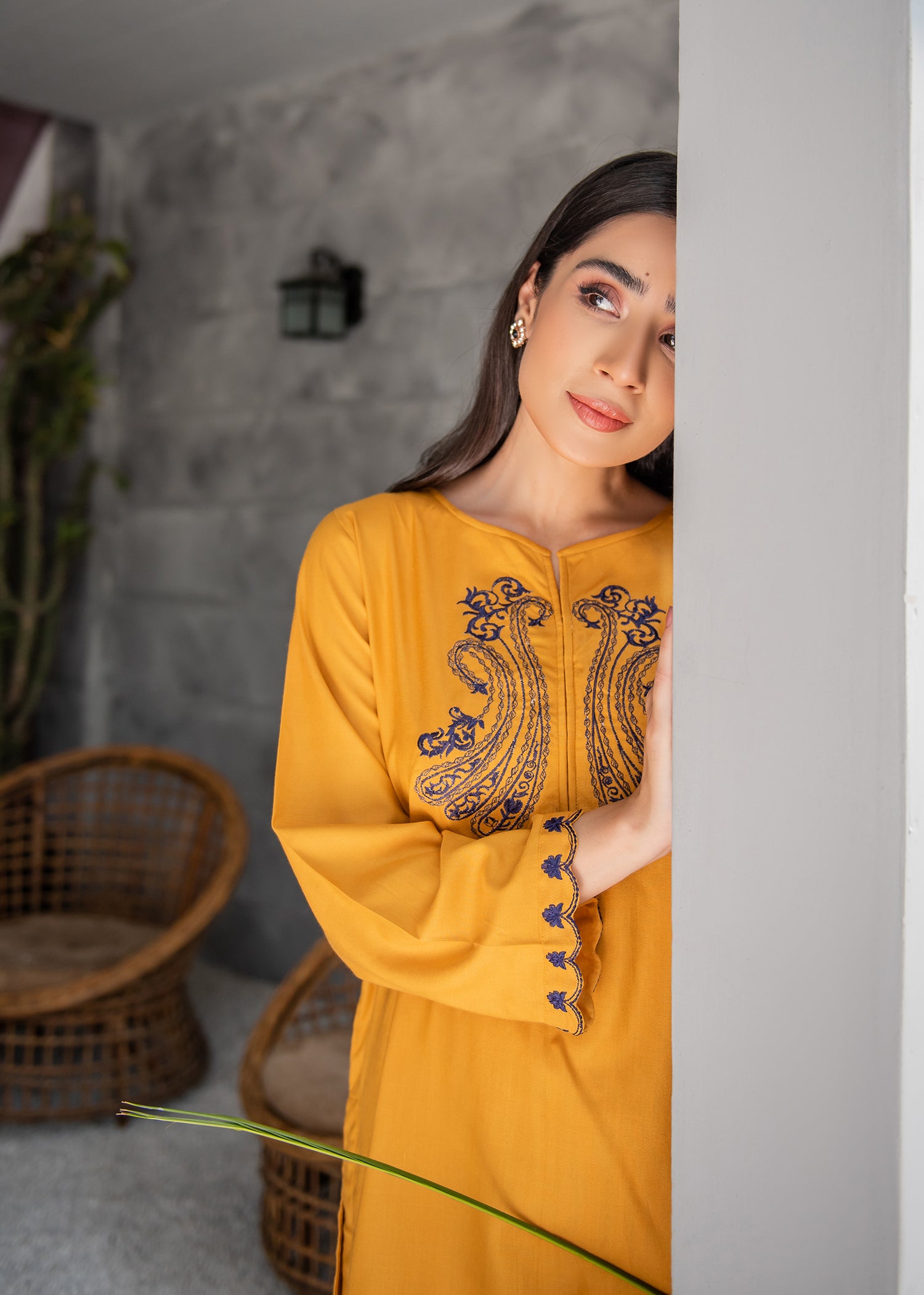 Mustard Embroidered Suit